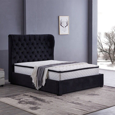 Black Chesterfield Upholstered bed Luxury Bedroom Decorative Design Beds Leather