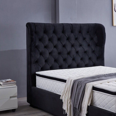 Black Chesterfield Upholstered bed Luxury Bedroom Decorative Design Beds Leather