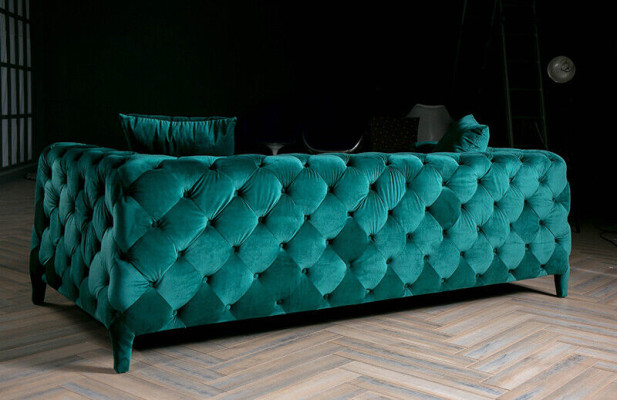 Green Chesterfield 3+1 Seating Set Sofa Fabric Couches Upholstery Suite