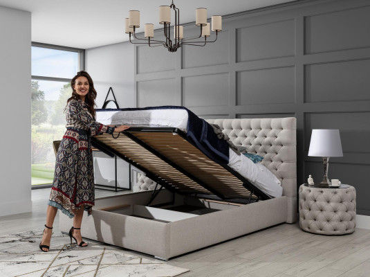 Modern Bed White Stylish Chesterfield Double bed Design Beds Upholstery Bed