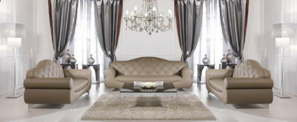 Beige sofa set Chesterfield Sofas Upholstery 3+1+1 Set Suite