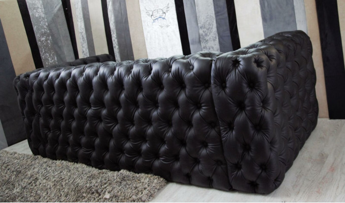 Black Chesterfield 3 Seater Couch Sofa Designer Luxury Suite
