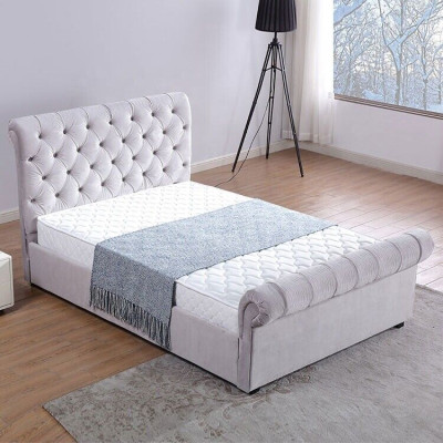Classic s Velvet Textile Bed Double Hotel Beds Padded Bedroom 180x200 cm