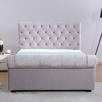Classic s Velvet Textile Bed Double Hotel Beds Padded Bedroom 180x200 cm