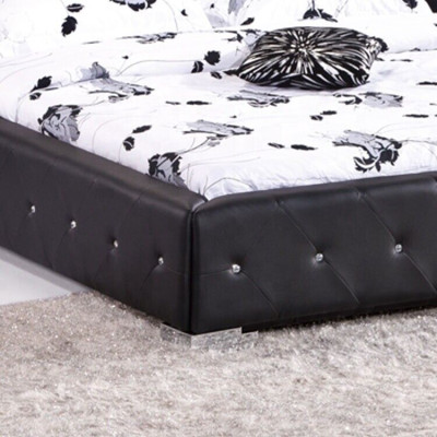 Chesterfield Big Bed XXL Headboard Beds Upholstery Hotel Velvet Black Fabric Ears