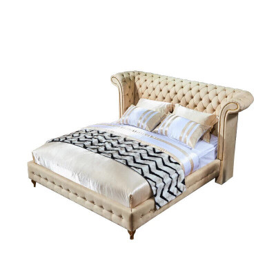 Chesterfield Design Upholstery English Double bed Beige 140/160/180x200 cm