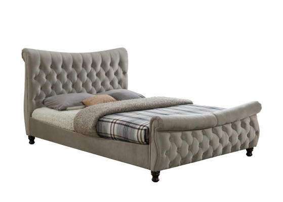 Chesterfield Textile Upholstery Bed Designer Beds Beige Hotel Double Bedroom