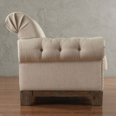 Chesterfield 2 Seat Classic Luxury Natural Wood Frame Sofa Textile Leather Couch