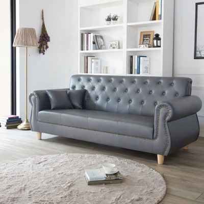 British Chesterfield Green Three Seater Couch - Luxury Leather Furniture