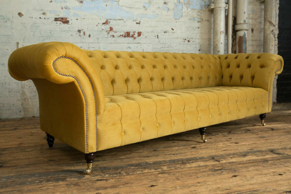 Sofa Sofa Upholstery Chesterfield Textile Sofas Design Luxury Fabric Sofas 4 Seater Yellow
