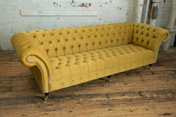 Sofa Sofa Upholstery Chesterfield Textile Sofas Design Luxury Fabric Sofas 4 Seater Yellow