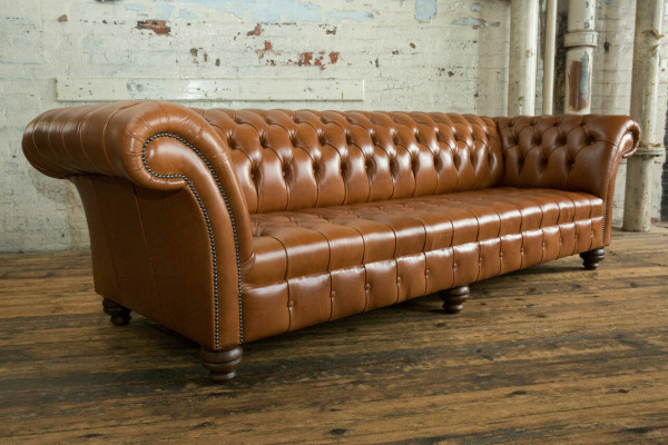 Brown Chesterfield Couch Leather 4 Seater xxl Big Sofa Couches Big new Upholstery