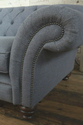 Modern Sofa Chesterfield Couch 4 Seater Couches Velvet Leather Design Gray