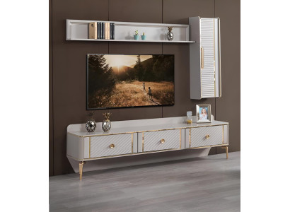 Design Living room set 3-piece wall cabinet Shelf Wood TV stand Modern