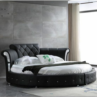 Luxury Chesterfield Bed Design Round Upholstery Classic Round Bed Leather Velvet