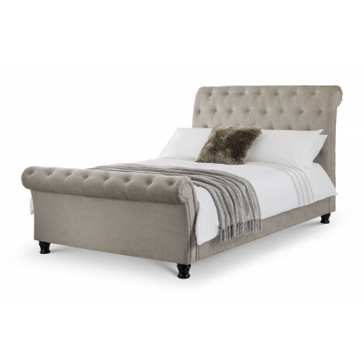 Chesterfield Design Upholstery English Bed Gray 160/180x200 Double bed Beds