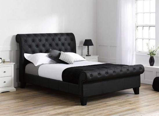 Black Chesterfield Hotel Double bed Bedroom Upholstery Luxury Furniture