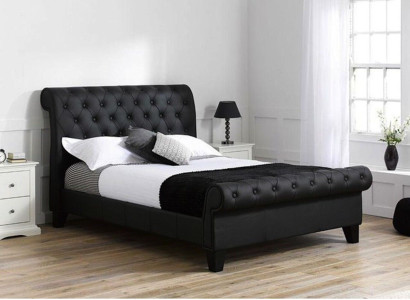 Black Chesterfield Hotel Double bed Bedroom Upholstery Luxury Furniture