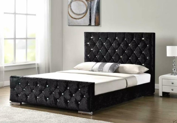Chesterfield Hotel Double Leather Bed Bedroom Upholstery Luxury Beds 140x200cm