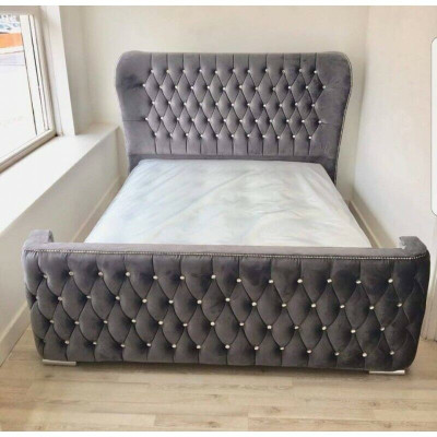 Chesterfield Design Bed Textile Leather Velvet Upholstery Hotel Beds Bedroom
