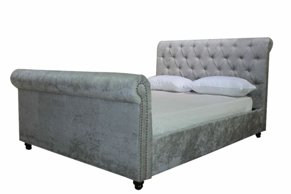 Design Chesterfield Bed Textile Velvet Upholstery Leather Hotel Beds Bedroom new