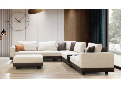 Modern L-shape luxury sofa stool living room furniture corner sofa couch style