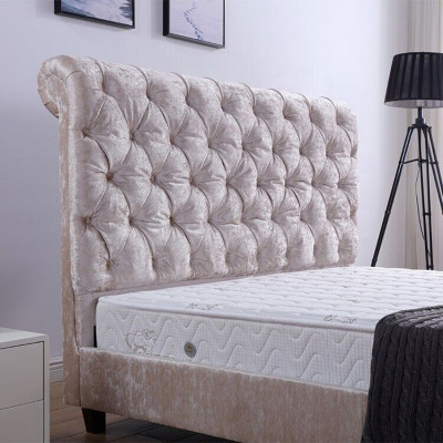 Modern Beige Chesterfield Bed Designer Double bed Luxury Furniture