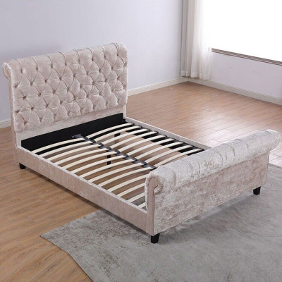 Modern Beige Chesterfield Bed Designer Double bed Luxury Furniture