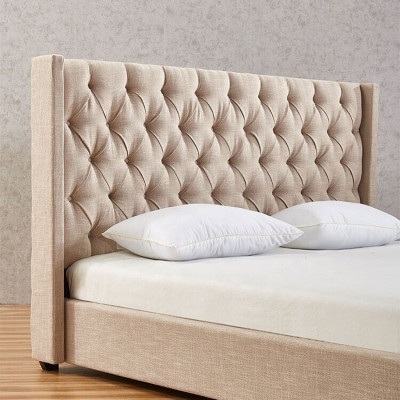 Beige Bedroom Beds Upholstery Bed Chesterfield Textile Fabric new