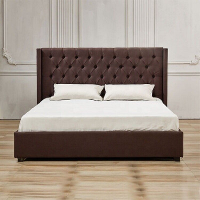 Bedroom Bed 200x200cm Upholstery Beds Chesterfield Textile Fabric