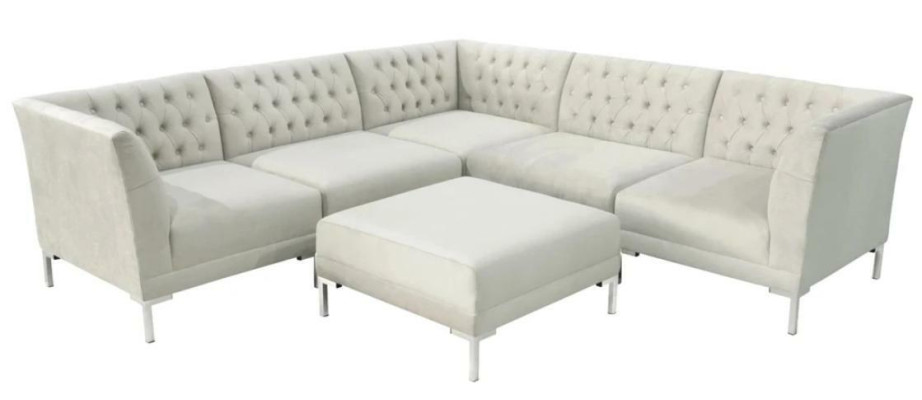 Corner sofa Stool Gray xxl Big Textile Fabric Chesterfield Sofas Suite Furniture