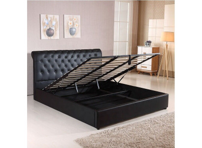 Black Luxury Chesterfield Designer Double bed Upholstery Bed Black Luxury Chesterfield Designer Double bed Upholstery Bed