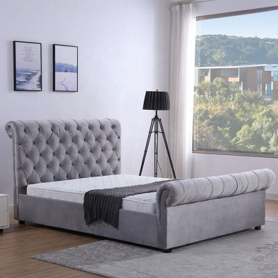Design Chesterfield Bed Textile Upholstery Leather Hotel Beds Bedroom new Velvet