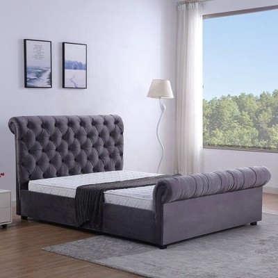 Design Chesterfield Bed Textile Leather Hotel Beds Bedroom new Velvet Upholstery