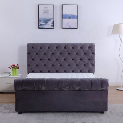 Design Chesterfield Bed Textile Leather Hotel Beds Bedroom new Velvet Upholstery