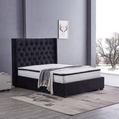 Modern Black Chesterfield Luxury Bed Textile Double Beds