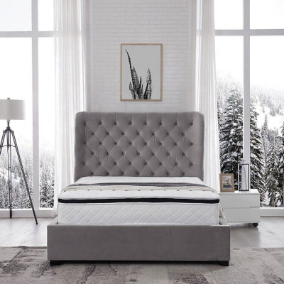 Luxurious Gray Designer Double bed Upholstered furniture Beds