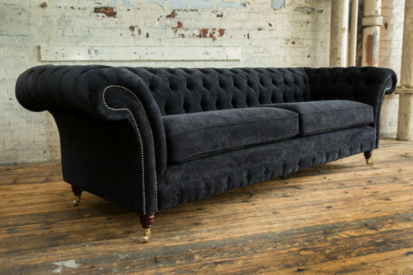 High-quality Chesterfield Couch Upholstery Four-Seater Textile Sofa Woven XXL Fabric