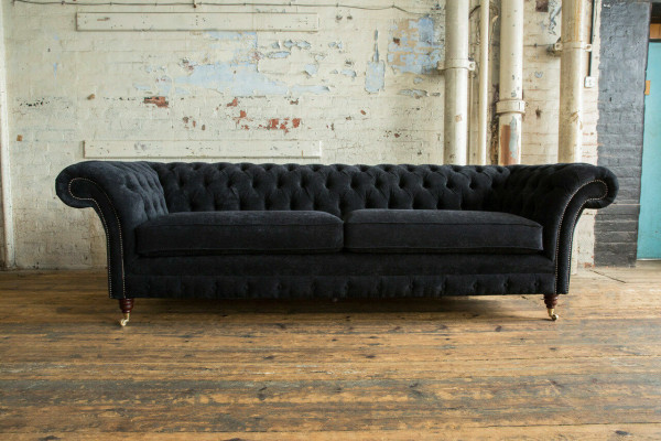 High-quality Chesterfield Couch Upholstery Four-Seater Textile Sofa Woven XXL Fabric