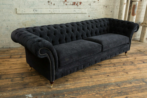 High-quality Chesterfield Couch Upholstery Four-Seater Textile Sofa Woven XXL Fabric