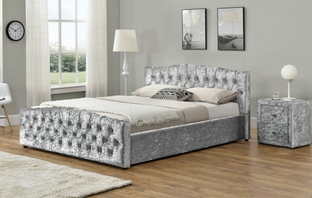 Modern Gray Chesterfield Luxury Double bed Designer Bedroom Beds