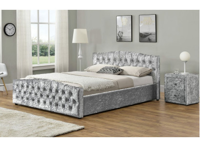 Modern Gray Chesterfield Luxury Double bed Designer Bedroom Beds