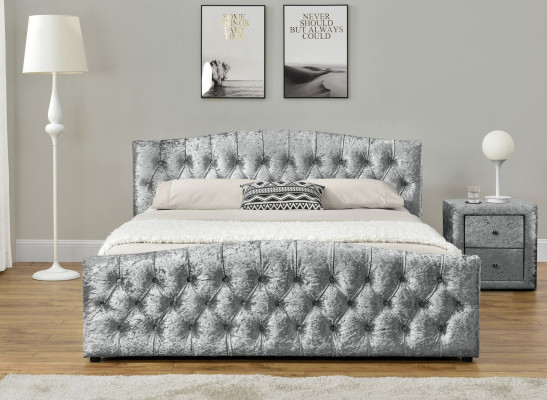Modern Gray Chesterfield Luxury Double bed Designer Bedroom Beds