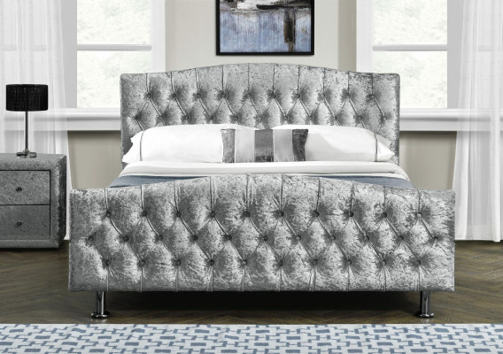 Upholstery Chesterfield gray luxury double bed Bedroom Designer Beds