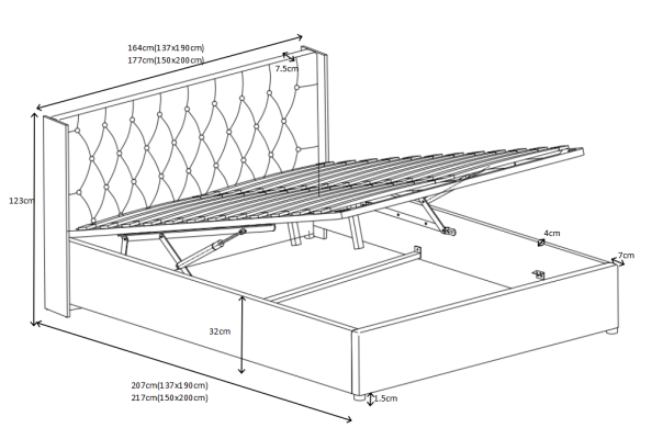 Chesterfield Bed Design Bedroom English Beds 180x200cm Textile
