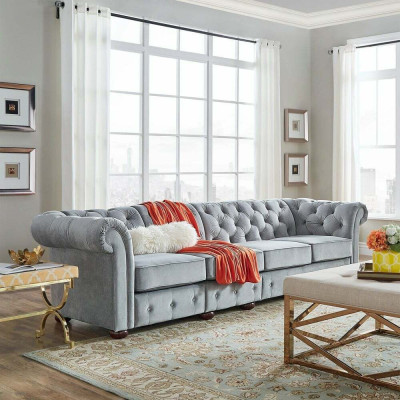 Chesterfield Living room Upholstery Furniture Sofa Couch Five Seater Textile