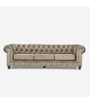 Chesterfield 5 Seater Classic Luxury Sofa Textile Leather Couch Silver Couches