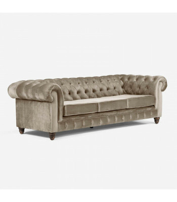 Chesterfield 5 Seater Classic Luxury Sofa Textile Leather Couch Silver Couches