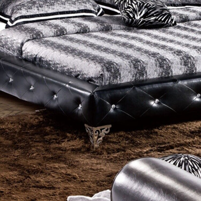 stainless steel Luxury Chesterfield Leather Bed Double Upholstery Designer Beds Hotel