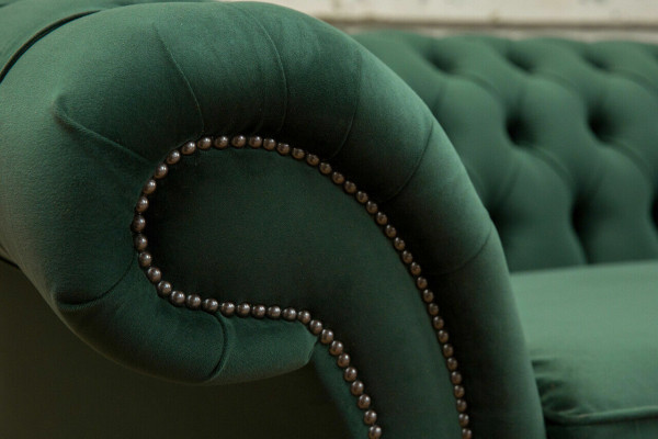 Green Chesterfield Textile Leather Sofa Couch Upholstery Big Seat Pad xxl 265cm new